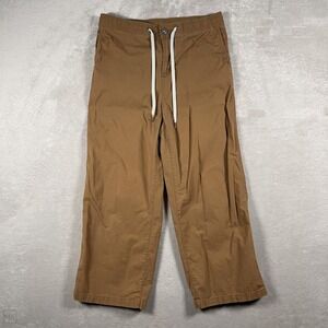 Vuori Women's Pants Ripstop Wide Leg Cropped Drawstring Outdoor L Brown